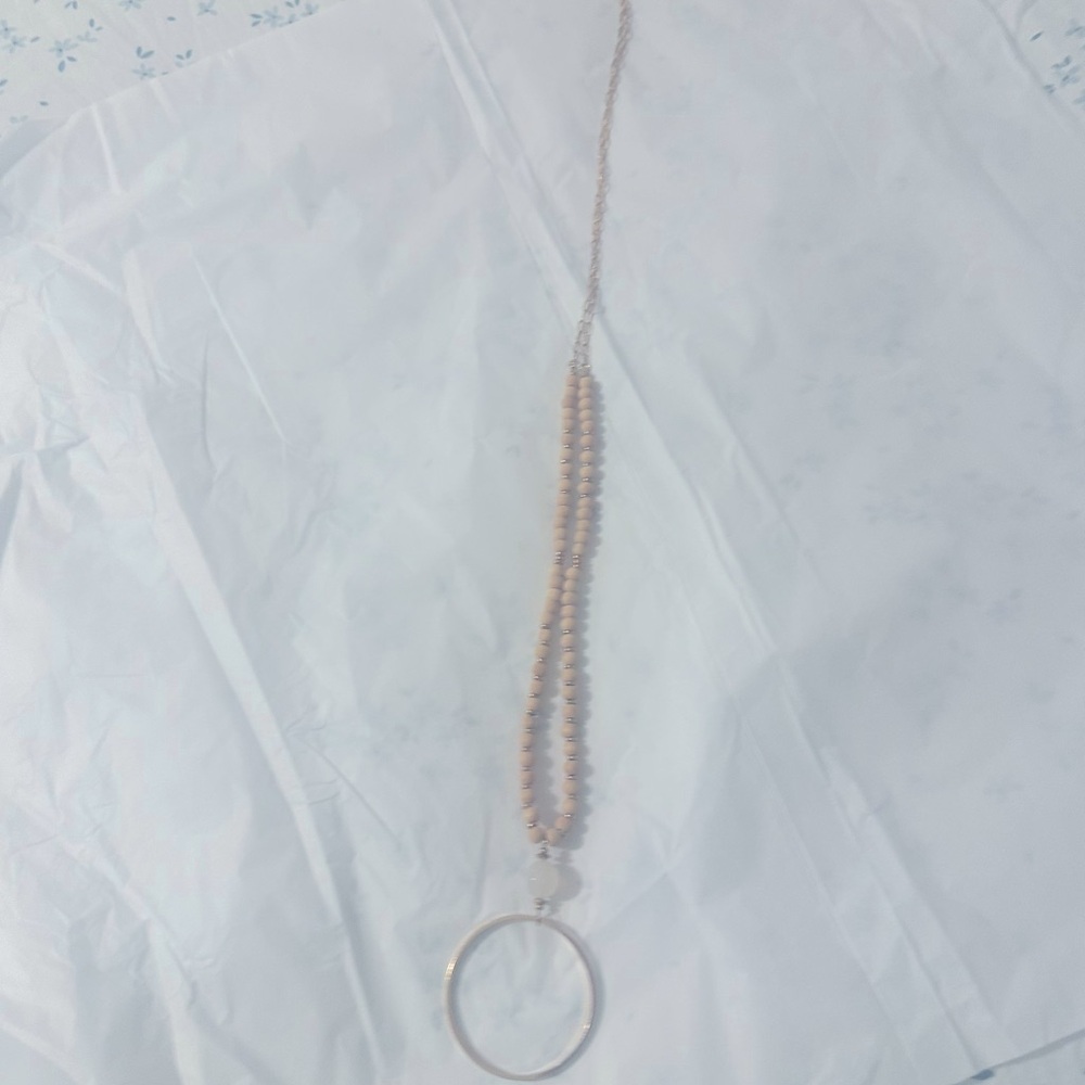 31 inch gold & light wood beaded necklace